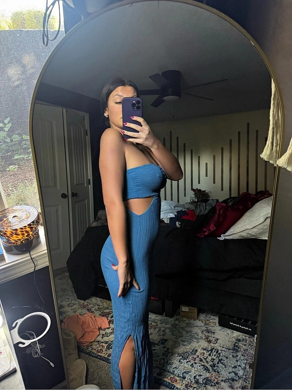 Strapless Cutout Maxi Dress in Blue Like New - Picture 5 of 7